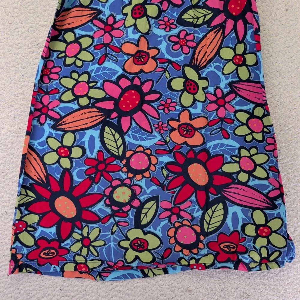 Hanna Andersson Retro Dress Bakery Blue Floral Cap Sleeve Cotton 140 US 10 38945
